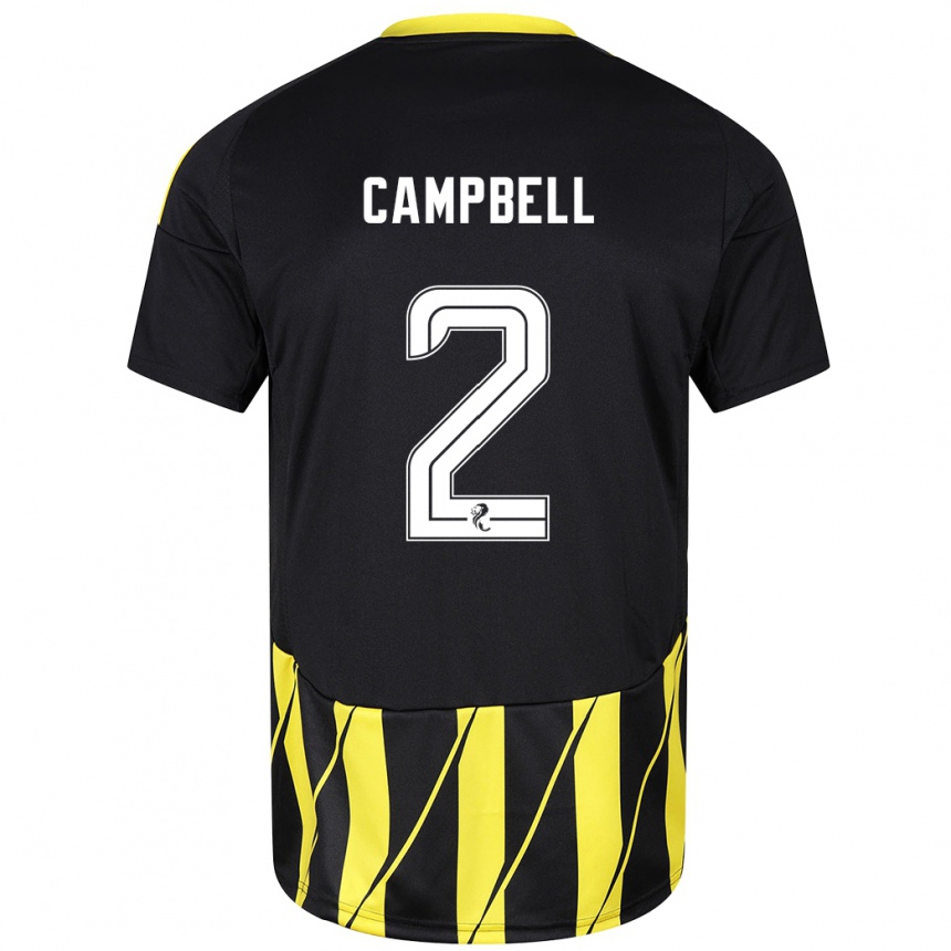 Gyermek Labdarúgás Loren Campbell #2 Fekete Sárga Idegenbeli Jersey 2024/25 Mez Póló Ing