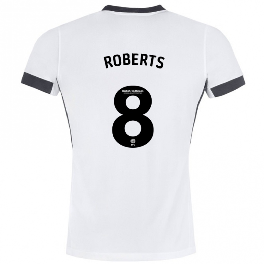 Gyermek Labdarúgás Tyler Roberts #8 Fehér Fekete Idegenbeli Jersey 2024/25 Mez Póló Ing