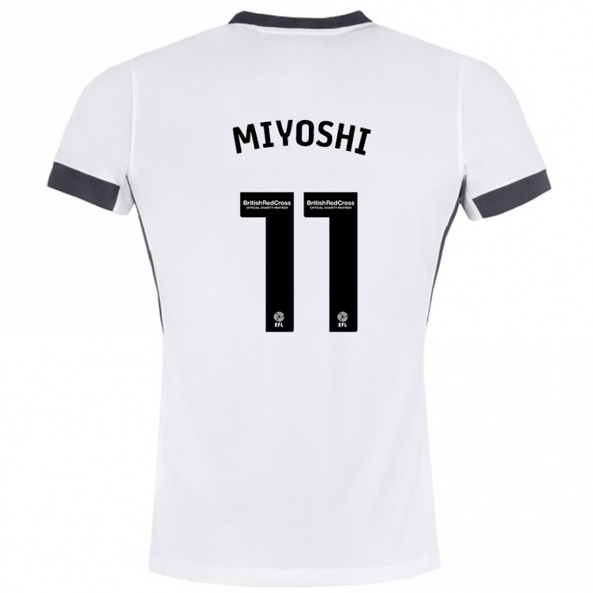 Gyermek Labdarúgás Koji Miyoshi #11 Fehér Fekete Idegenbeli Jersey 2024/25 Mez Póló Ing