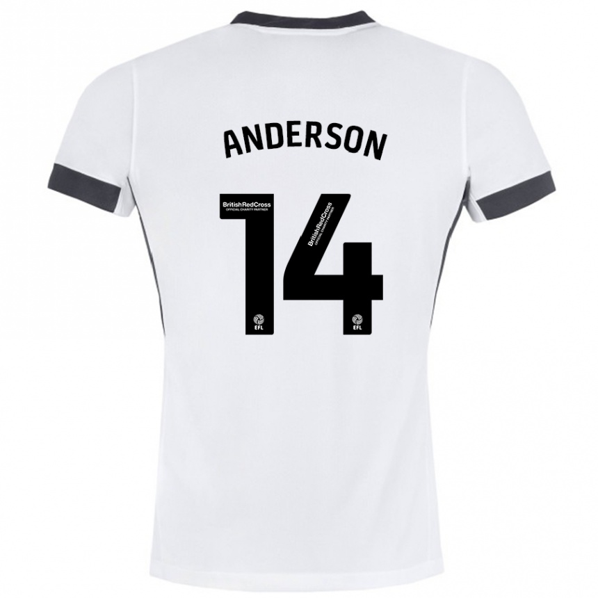 Gyermek Labdarúgás Keshi Anderson #14 Fehér Fekete Idegenbeli Jersey 2024/25 Mez Póló Ing