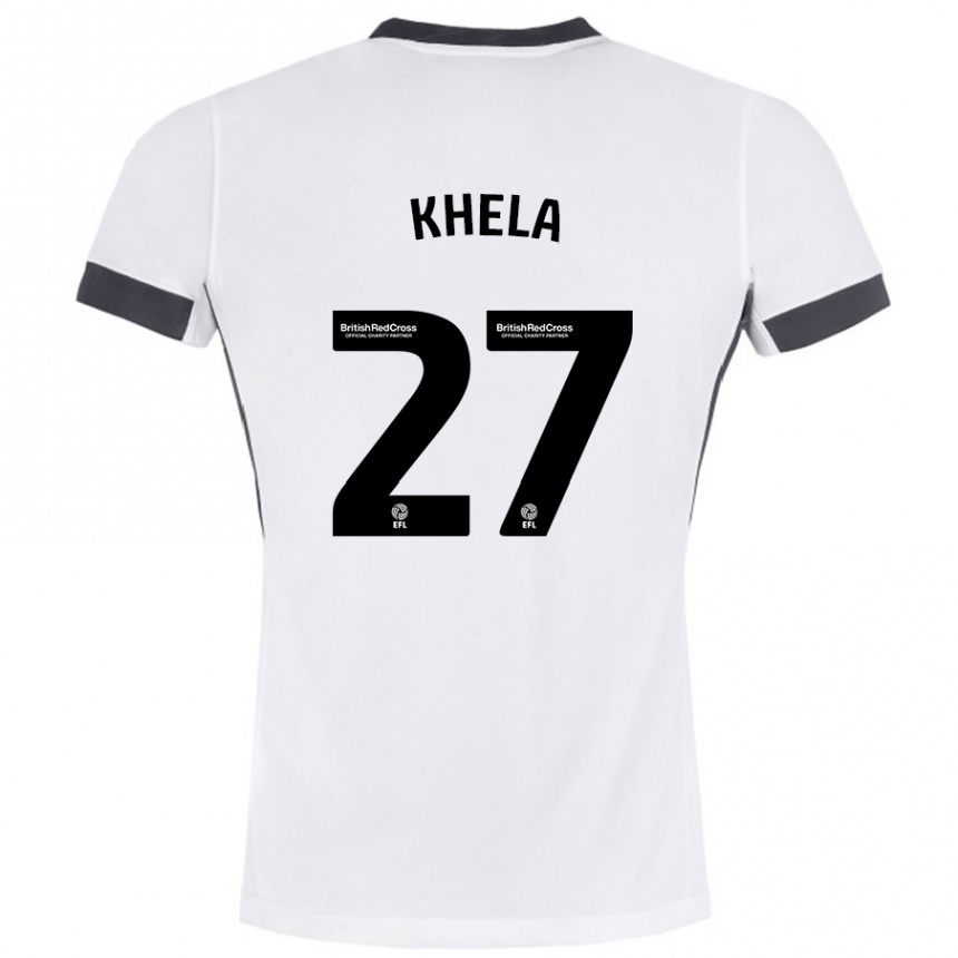 Gyermek Labdarúgás Brandon Khela #27 Fehér Fekete Idegenbeli Jersey 2024/25 Mez Póló Ing