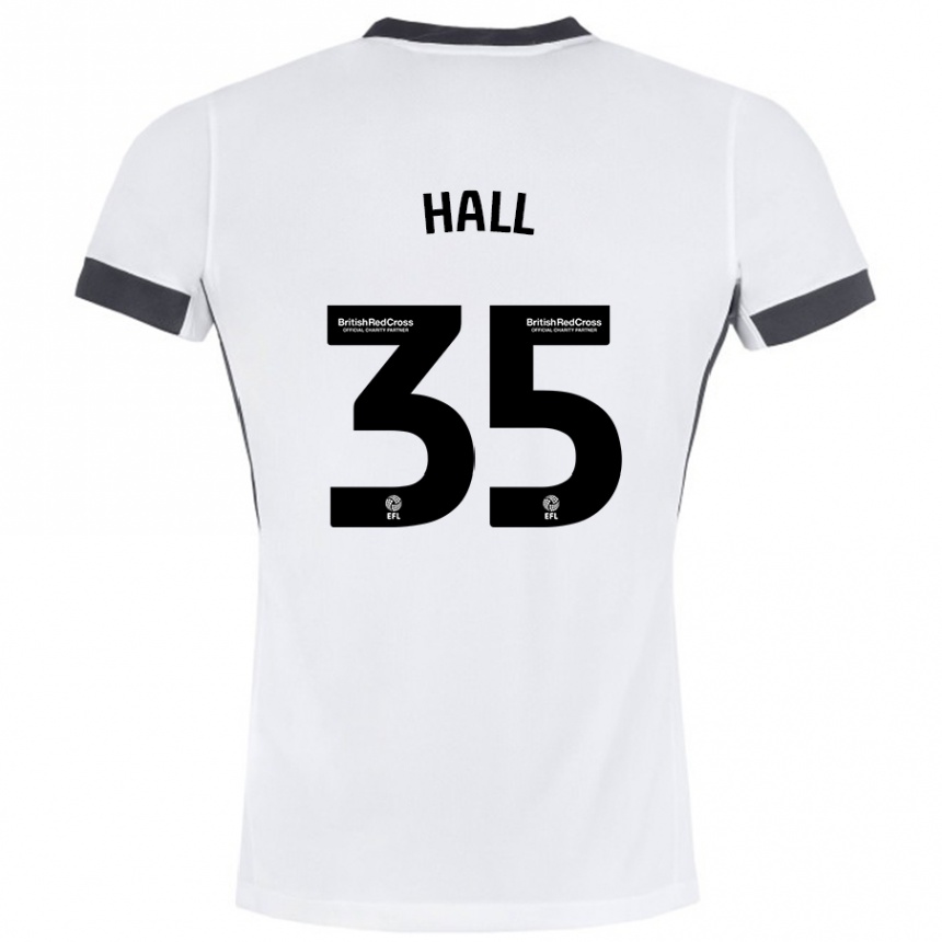 Gyermek Labdarúgás George Hall #35 Fehér Fekete Idegenbeli Jersey 2024/25 Mez Póló Ing