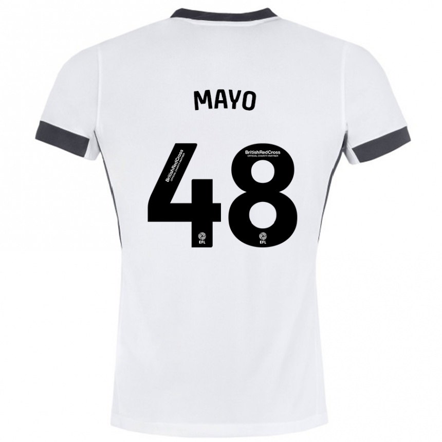 Gyermek Labdarúgás Bradley Mayo #48 Fehér Fekete Idegenbeli Jersey 2024/25 Mez Póló Ing