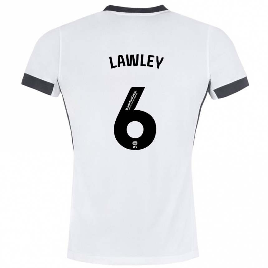 Gyermek Labdarúgás Gemma Lawley #6 Fehér Fekete Idegenbeli Jersey 2024/25 Mez Póló Ing