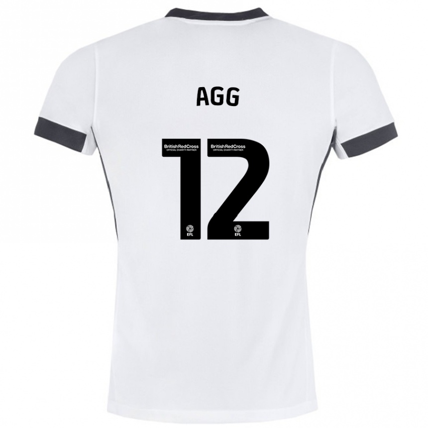 Gyermek Labdarúgás Lily Agg #12 Fehér Fekete Idegenbeli Jersey 2024/25 Mez Póló Ing