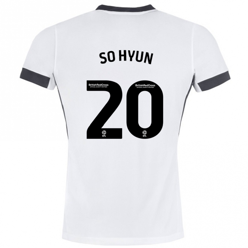 Gyermek Labdarúgás Cho So-Hyun #20 Fehér Fekete Idegenbeli Jersey 2024/25 Mez Póló Ing