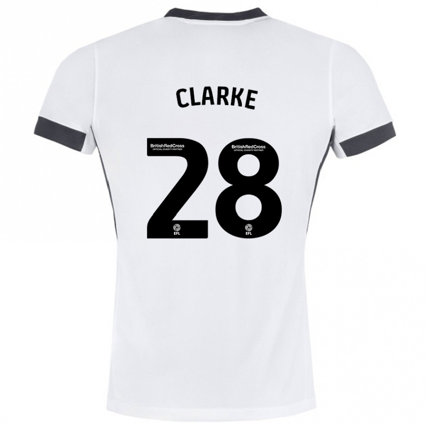 Gyermek Labdarúgás Charlotte Clarke #28 Fehér Fekete Idegenbeli Jersey 2024/25 Mez Póló Ing