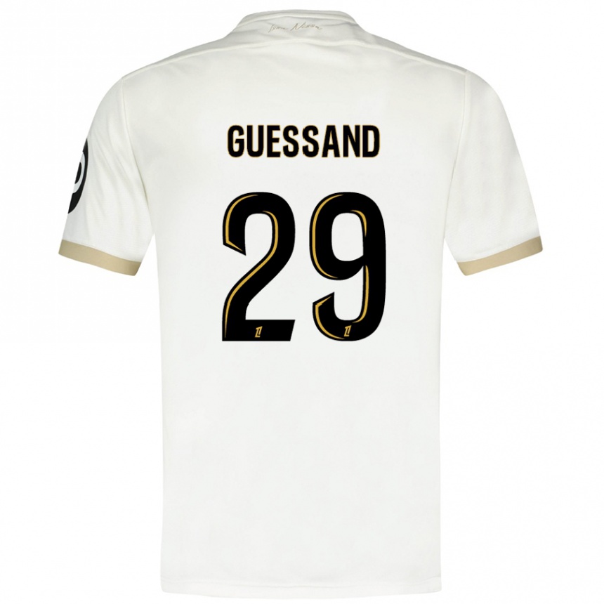 Gyermek Labdarúgás Evann Guessand #29 Fehér Arany Idegenbeli Jersey 2024/25 Mez Póló Ing