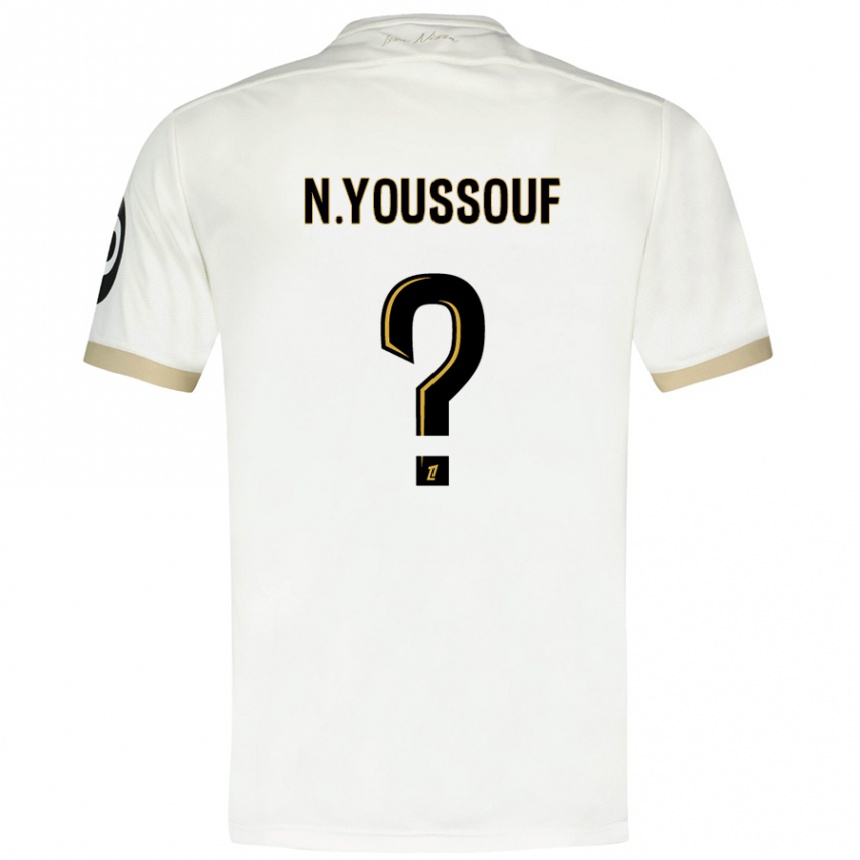 Gyermek Labdarúgás Naké Youssouf #0 Fehér Arany Idegenbeli Jersey 2024/25 Mez Póló Ing