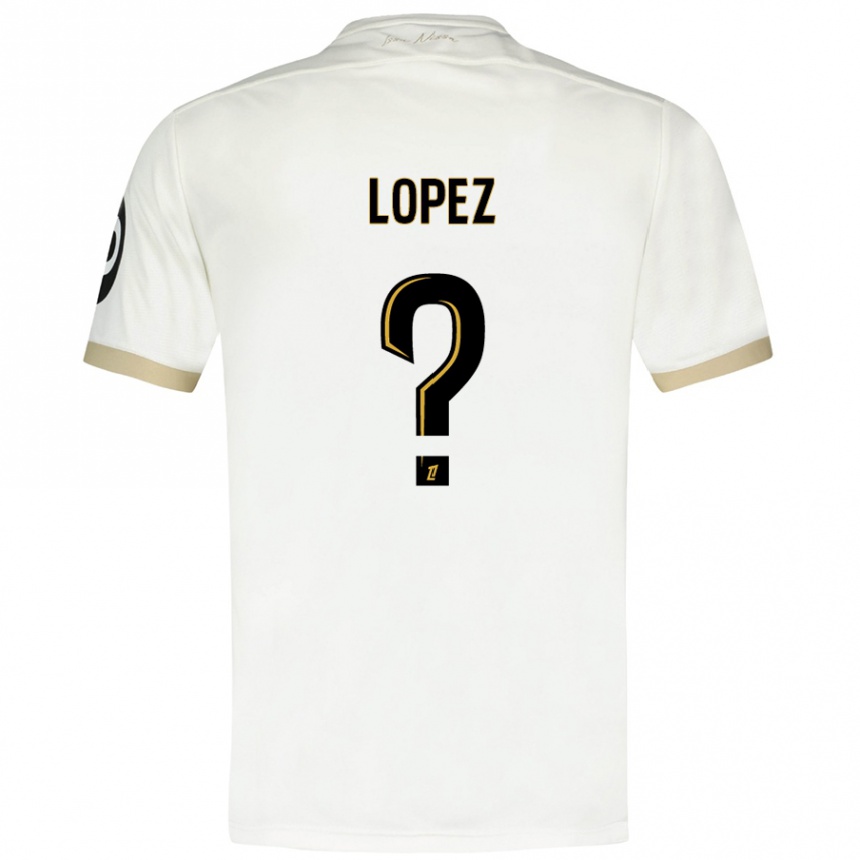 Gyermek Labdarúgás Kylian Lopez #0 Fehér Arany Idegenbeli Jersey 2024/25 Mez Póló Ing