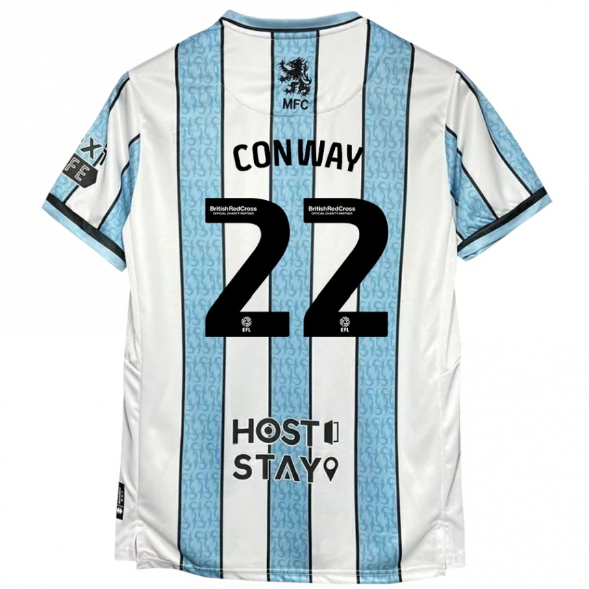 Gyermek Labdarúgás Tommy Conway #22 Fehér Kék Idegenbeli Jersey 2024/25 Mez Póló Ing