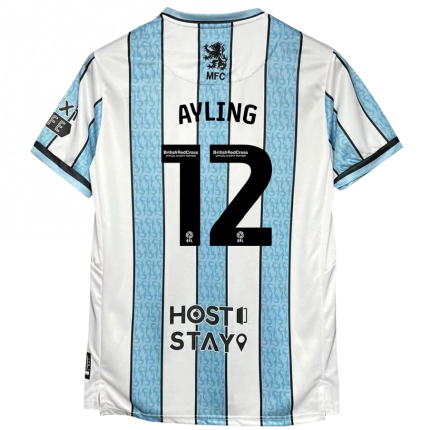 Gyermek Labdarúgás Luke Ayling #12 Fehér Kék Idegenbeli Jersey 2024/25 Mez Póló Ing