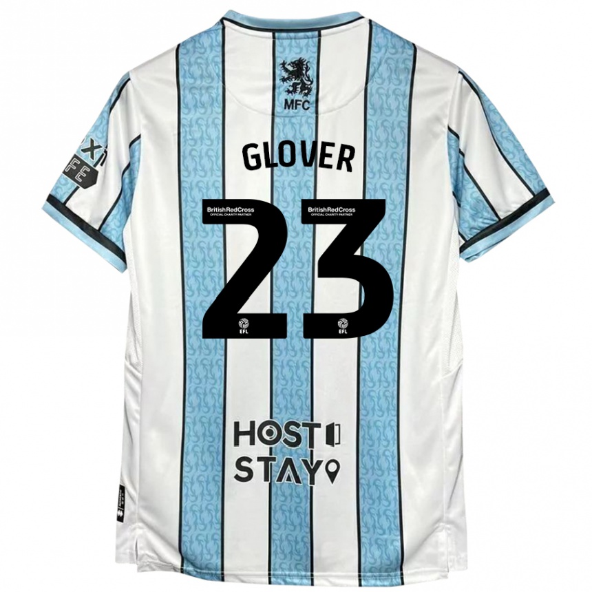 Gyermek Labdarúgás Tom Glover #23 Fehér Kék Idegenbeli Jersey 2024/25 Mez Póló Ing