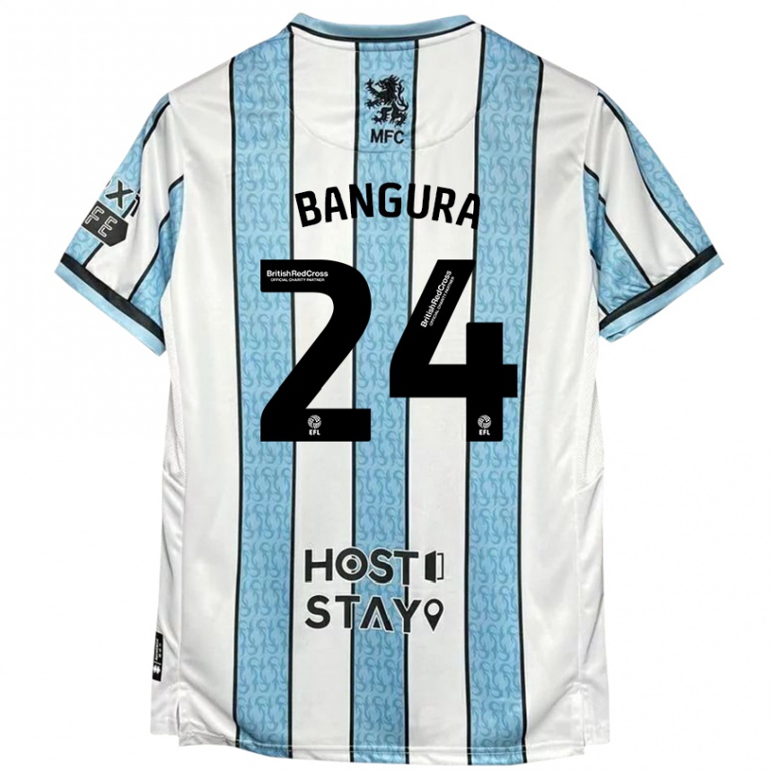 Gyermek Labdarúgás Alex Bangura #24 Fehér Kék Idegenbeli Jersey 2024/25 Mez Póló Ing