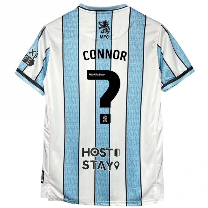 Gyermek Labdarúgás Shea Connor #0 Fehér Kék Idegenbeli Jersey 2024/25 Mez Póló Ing