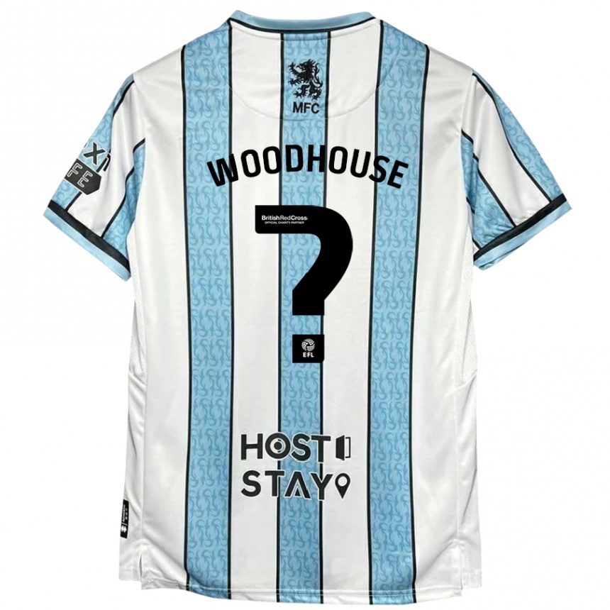 Gyermek Labdarúgás Mccartney Woodhouse #0 Fehér Kék Idegenbeli Jersey 2024/25 Mez Póló Ing