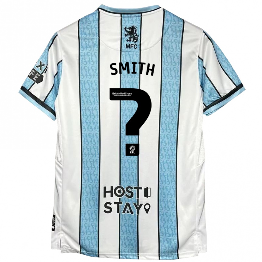 Gyermek Labdarúgás Tyler Smith #0 Fehér Kék Idegenbeli Jersey 2024/25 Mez Póló Ing