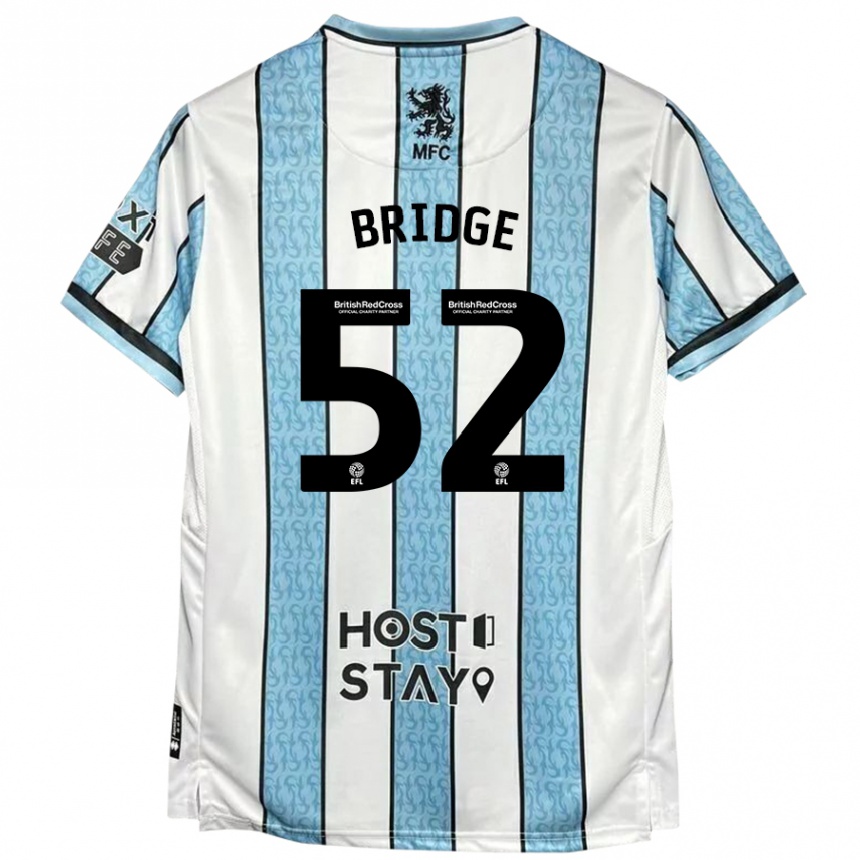 Gyermek Labdarúgás Aj Bridge #52 Fehér Kék Idegenbeli Jersey 2024/25 Mez Póló Ing