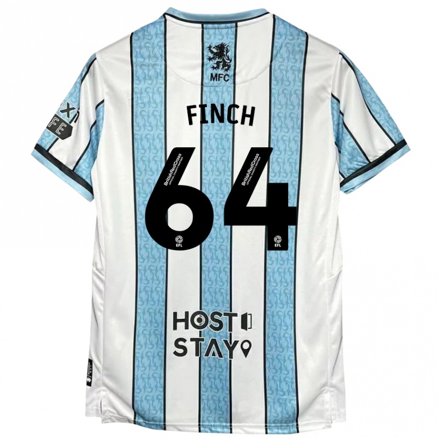 Gyermek Labdarúgás Sonny Finch #64 Fehér Kék Idegenbeli Jersey 2024/25 Mez Póló Ing