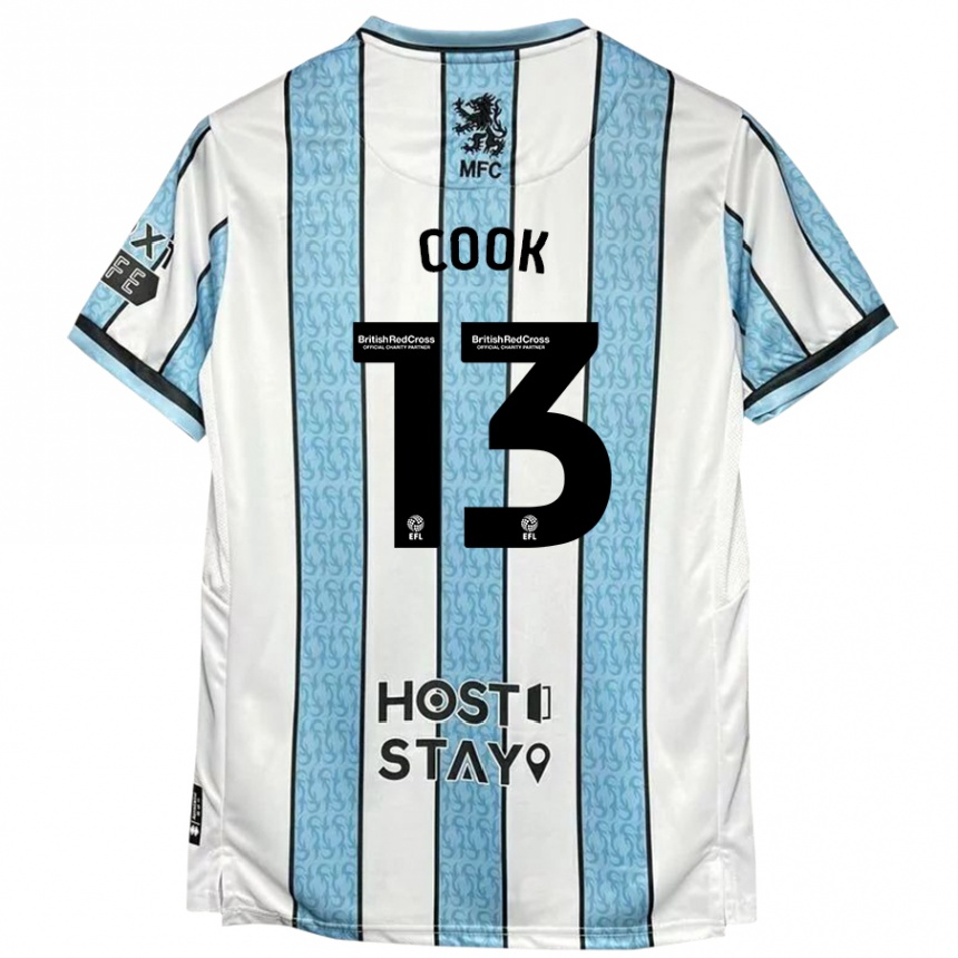 Gyermek Labdarúgás Ruby Cook #13 Fehér Kék Idegenbeli Jersey 2024/25 Mez Póló Ing