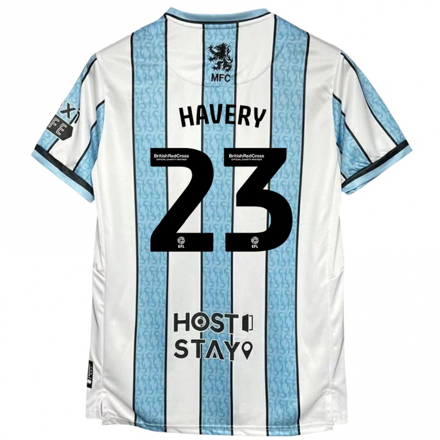 Gyermek Labdarúgás Nicole Havery #23 Fehér Kék Idegenbeli Jersey 2024/25 Mez Póló Ing