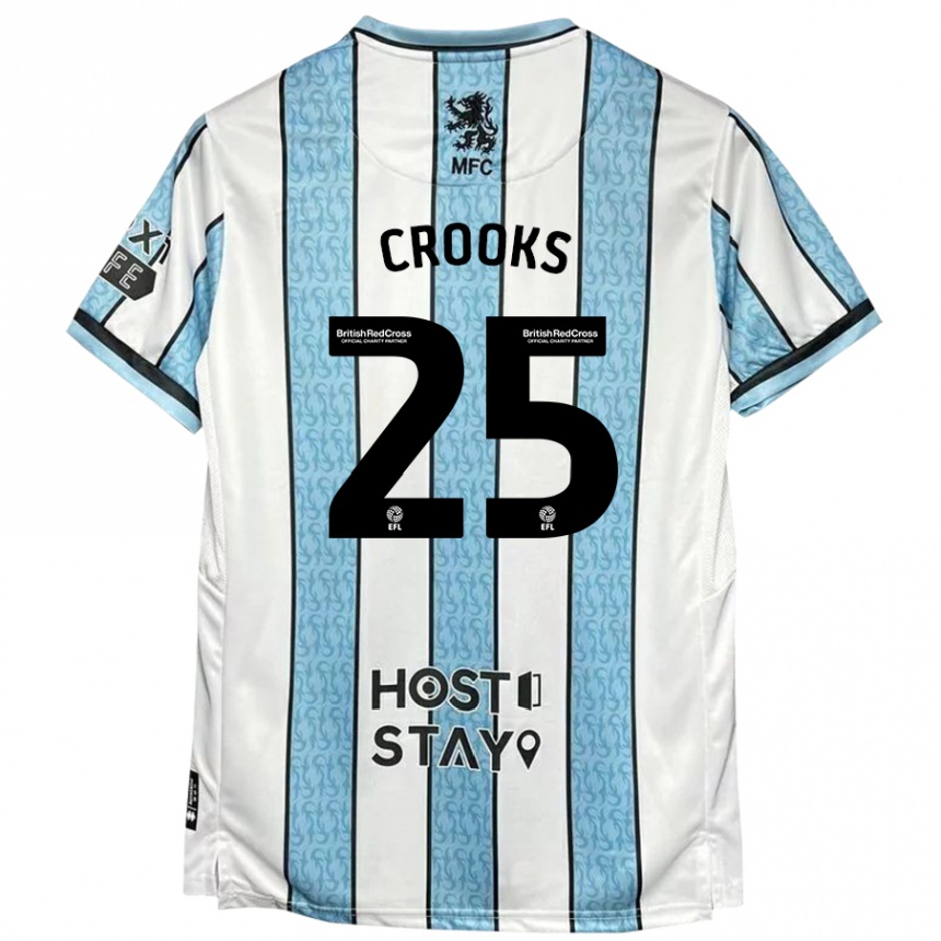 Gyermek Labdarúgás Matt Crooks #25 Fehér Kék Idegenbeli Jersey 2024/25 Mez Póló Ing