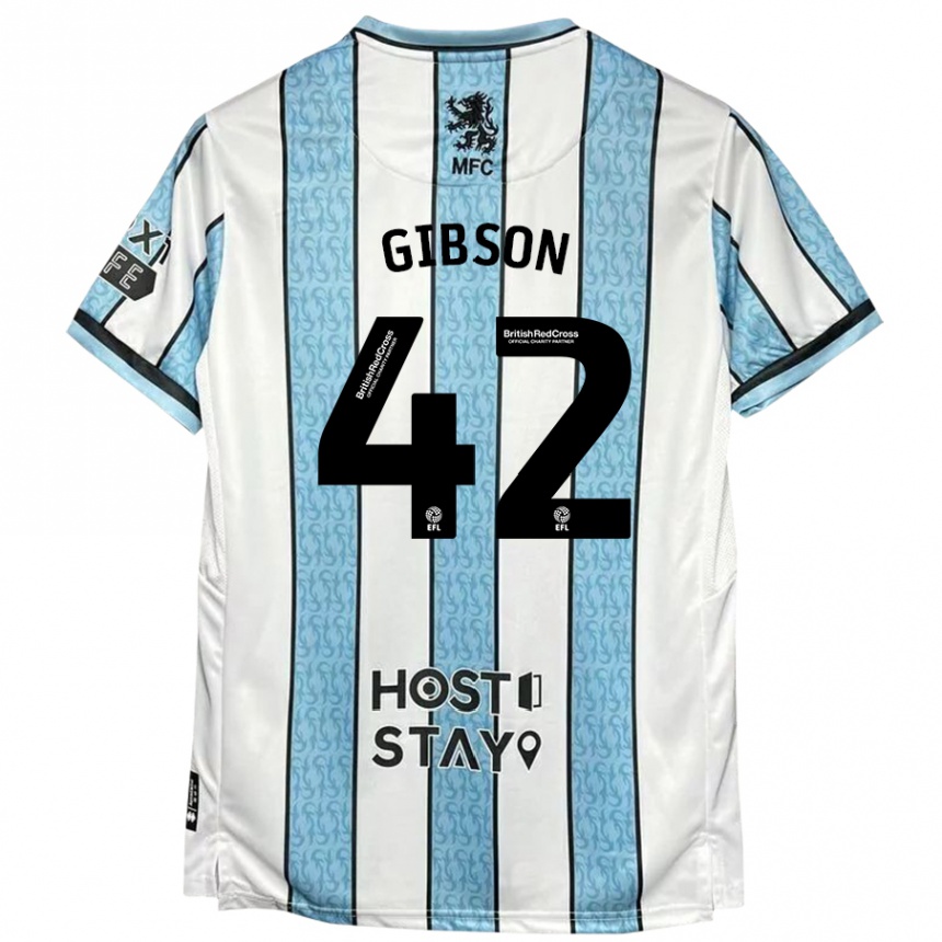 Gyermek Labdarúgás Joseph Gibson #42 Fehér Kék Idegenbeli Jersey 2024/25 Mez Póló Ing