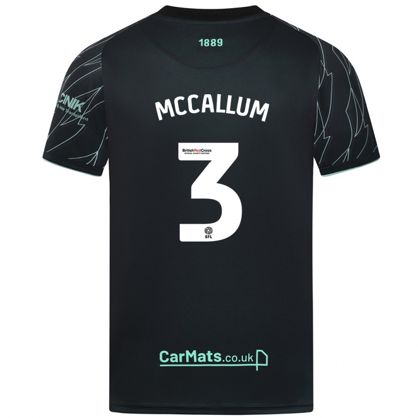 Gyermek Labdarúgás Sam Mccallum #3 Fekete Zöld Idegenbeli Jersey 2024/25 Mez Póló Ing