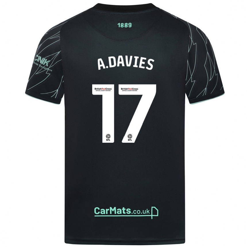 Gyermek Labdarúgás Adam Davies #17 Fekete Zöld Idegenbeli Jersey 2024/25 Mez Póló Ing