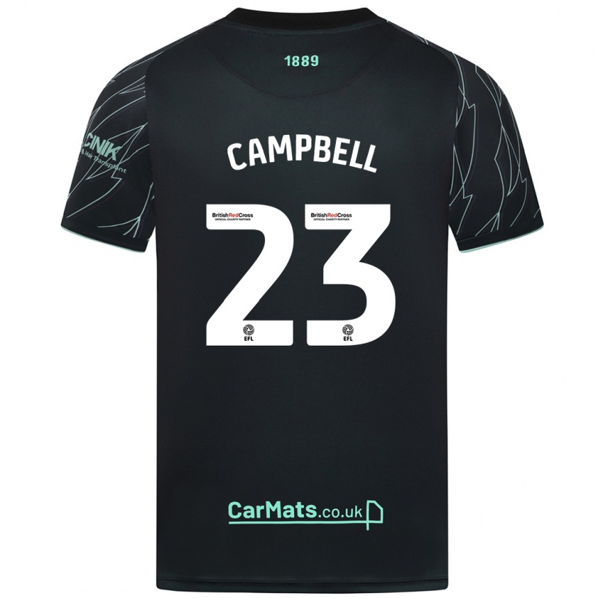 Gyermek Labdarúgás Tyrese Campbell #23 Fekete Zöld Idegenbeli Jersey 2024/25 Mez Póló Ing