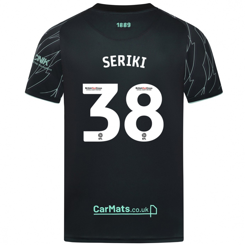 Gyermek Labdarúgás Femi Seriki #38 Fekete Zöld Idegenbeli Jersey 2024/25 Mez Póló Ing