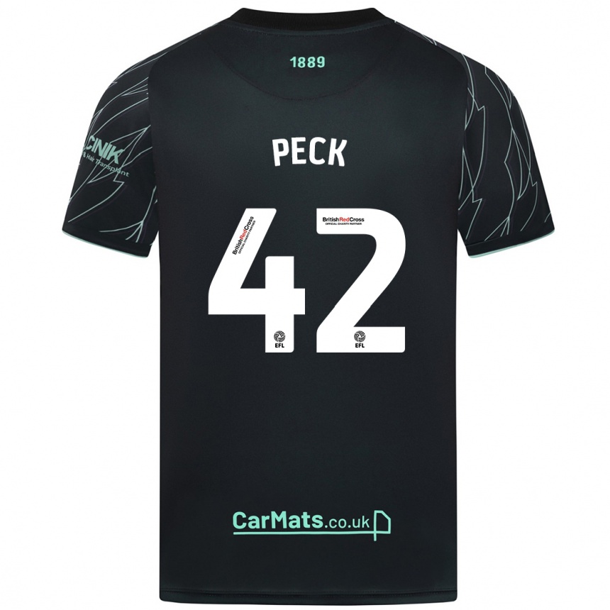 Gyermek Labdarúgás Sydie Peck #42 Fekete Zöld Idegenbeli Jersey 2024/25 Mez Póló Ing