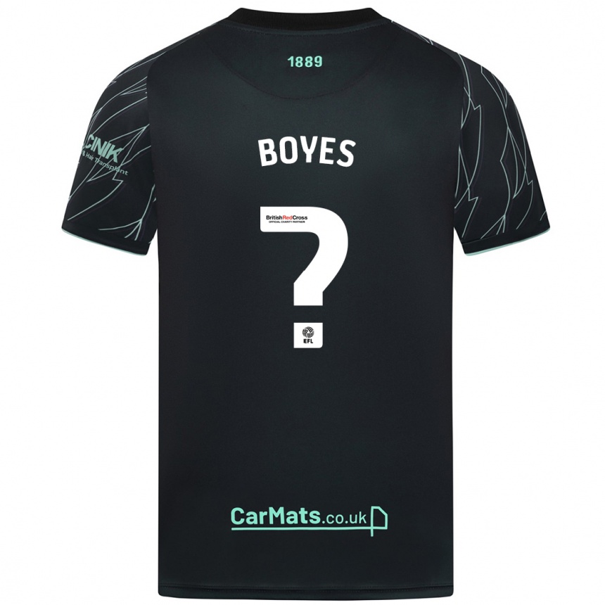 Gyermek Labdarúgás Harry Boyes #0 Fekete Zöld Idegenbeli Jersey 2024/25 Mez Póló Ing