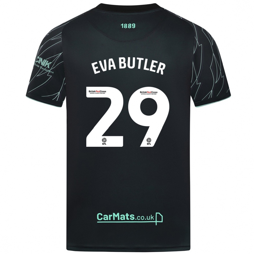 Gyermek Labdarúgás Eva Butler #29 Fekete Zöld Idegenbeli Jersey 2024/25 Mez Póló Ing