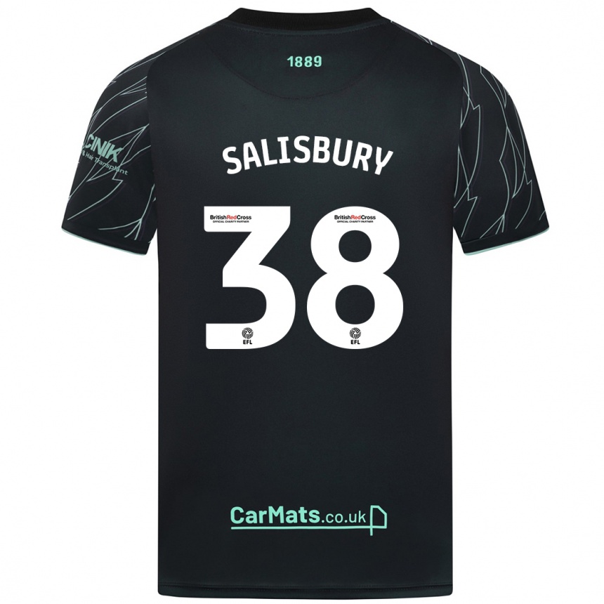 Gyermek Labdarúgás Chloe Salisbury #38 Fekete Zöld Idegenbeli Jersey 2024/25 Mez Póló Ing