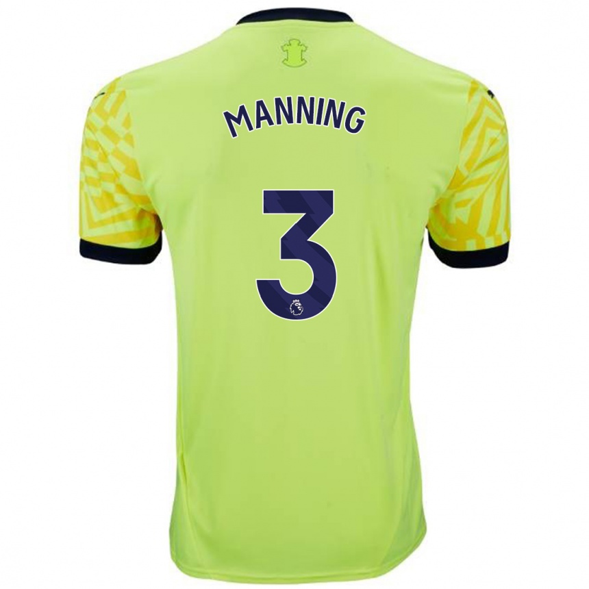 Gyermek Labdarúgás Ryan Manning #3 Sárga Idegenbeli Jersey 2024/25 Mez Póló Ing