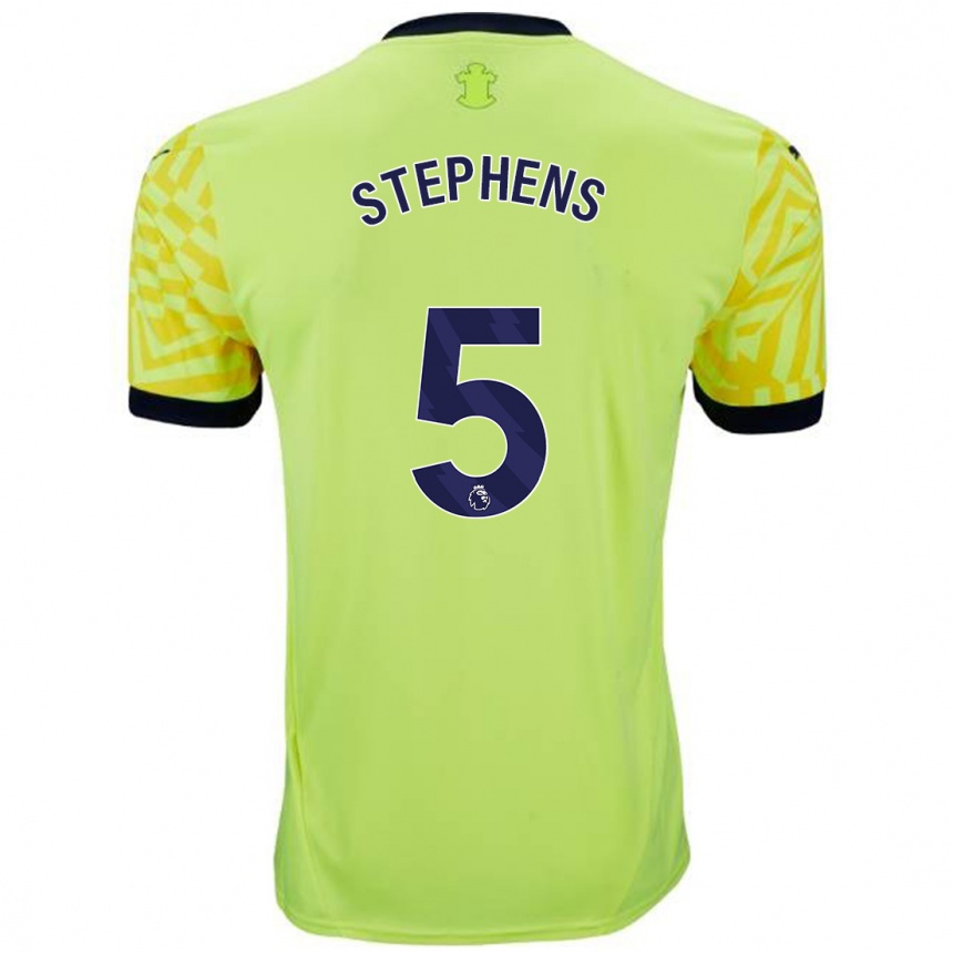 Gyermek Labdarúgás Jack Stephens #5 Sárga Idegenbeli Jersey 2024/25 Mez Póló Ing