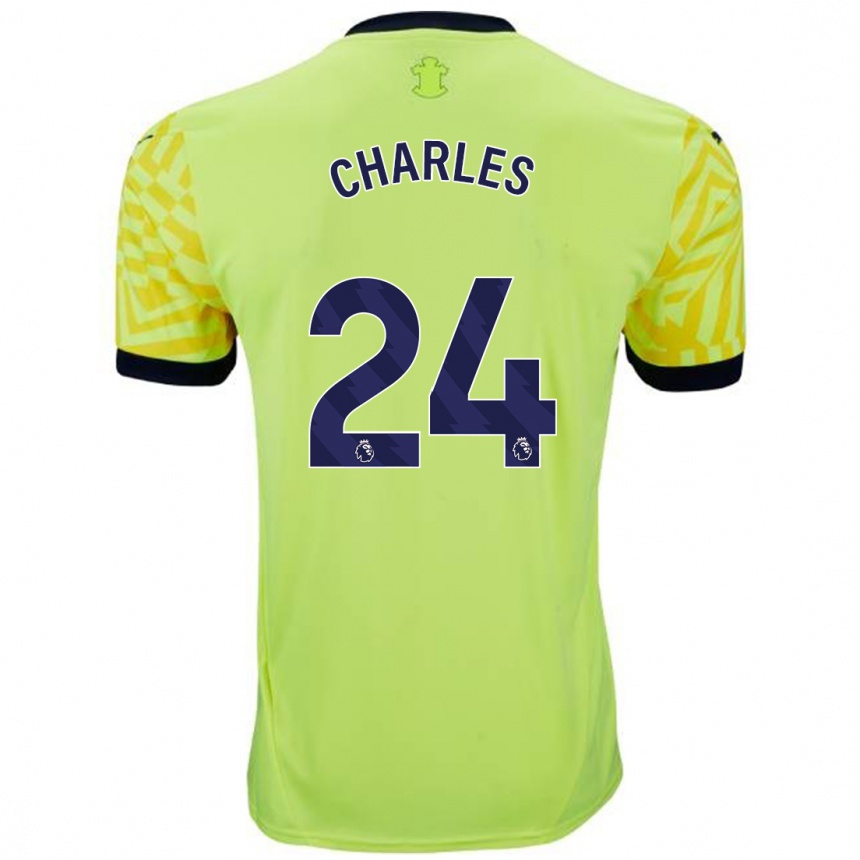 Gyermek Labdarúgás Shea Charles #24 Sárga Idegenbeli Jersey 2024/25 Mez Póló Ing