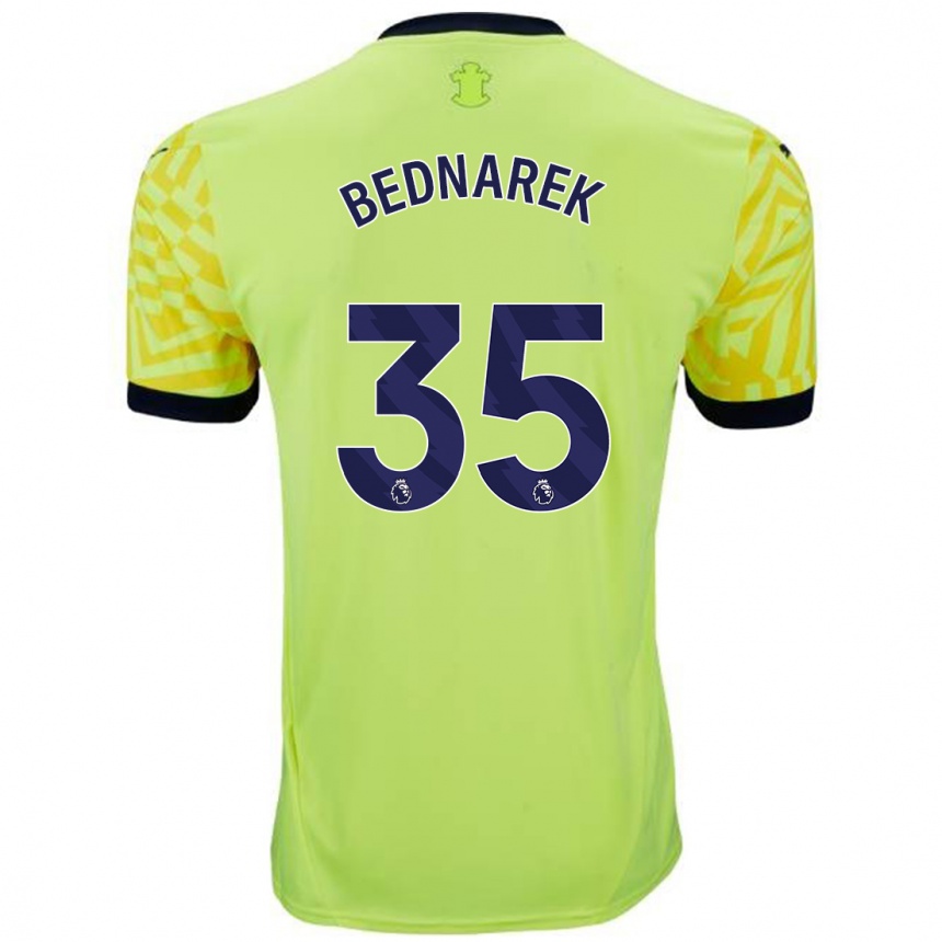 Gyermek Labdarúgás Jan Bednarek #35 Sárga Idegenbeli Jersey 2024/25 Mez Póló Ing