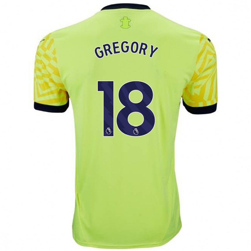 Gyermek Labdarúgás Freya Gregory #18 Sárga Idegenbeli Jersey 2024/25 Mez Póló Ing