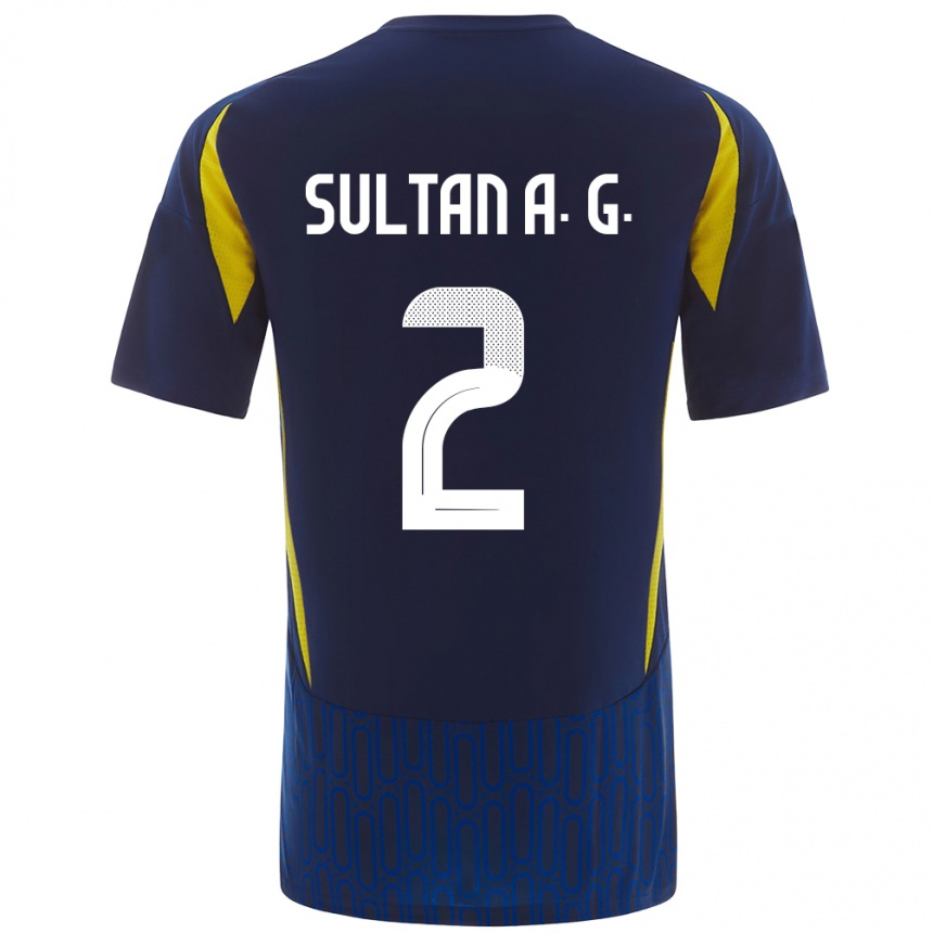 Gyermek Labdarúgás Sultan Al-Ghannam #2 Kék Sárga Idegenbeli Jersey 2024/25 Mez Póló Ing