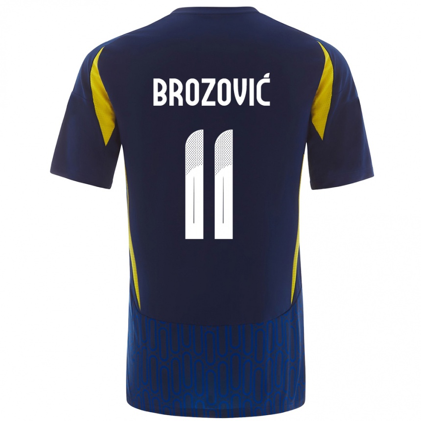 Gyermek Labdarúgás Marcelo Brozovic #11 Kék Sárga Idegenbeli Jersey 2024/25 Mez Póló Ing