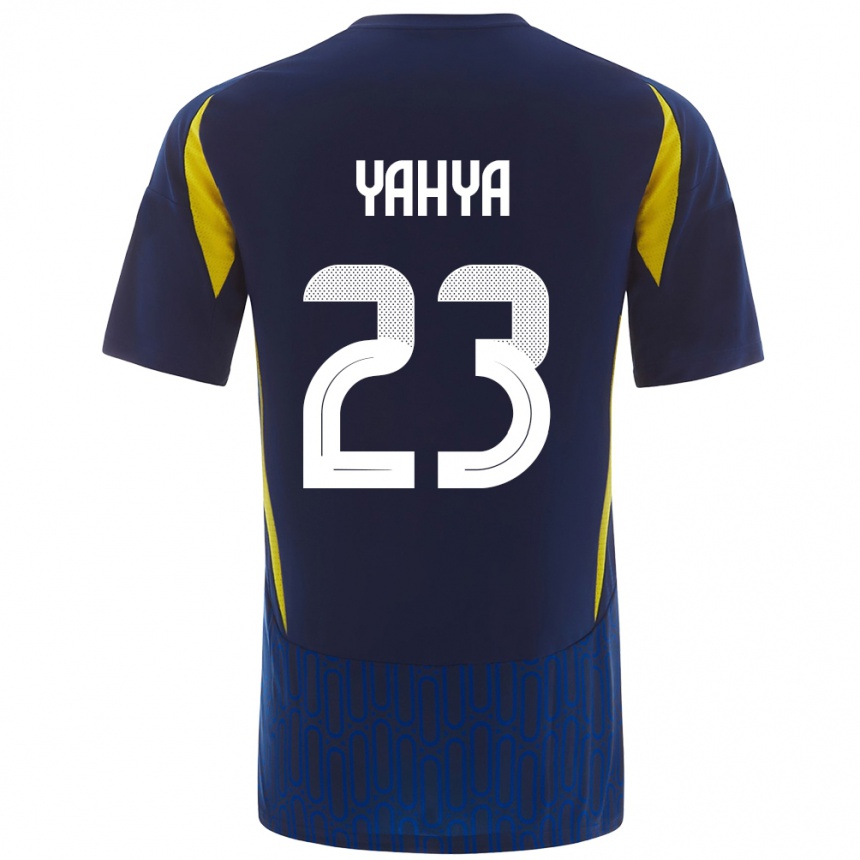 Gyermek Labdarúgás Ayman Yahya #23 Kék Sárga Idegenbeli Jersey 2024/25 Mez Póló Ing