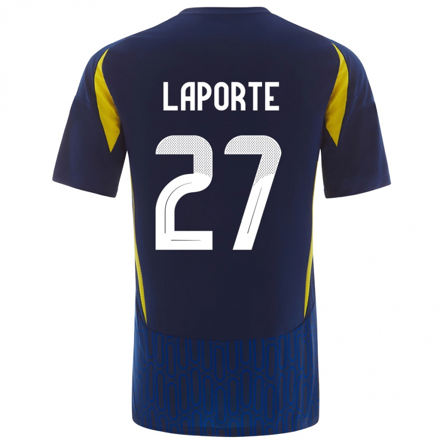 Gyermek Labdarúgás Aymeric Laporte #27 Kék Sárga Idegenbeli Jersey 2024/25 Mez Póló Ing