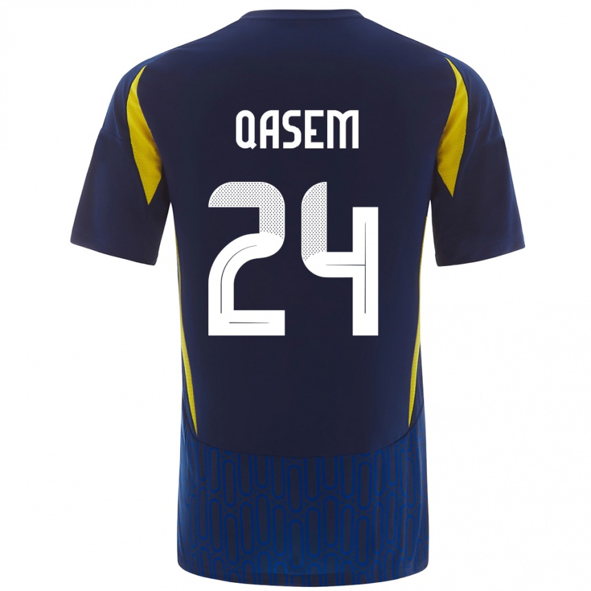 Gyermek Labdarúgás Mohammed Qasem #24 Kék Sárga Idegenbeli Jersey 2024/25 Mez Póló Ing