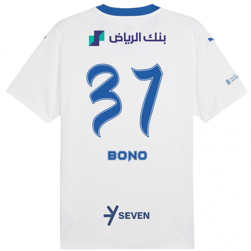 Gyermek Labdarúgás Bono #37 Fehér Kék Idegenbeli Jersey 2024/25 Mez Póló Ing