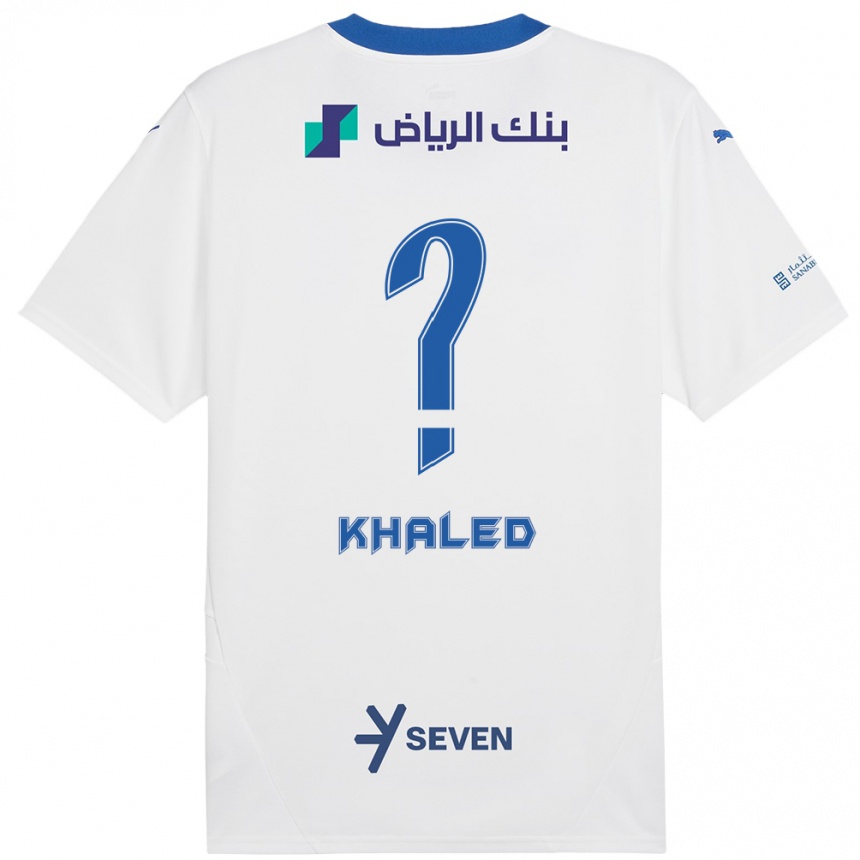 Gyermek Labdarúgás Saad Khaled #0 Fehér Kék Idegenbeli Jersey 2024/25 Mez Póló Ing