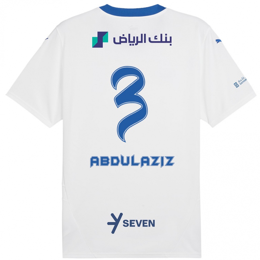 Gyermek Labdarúgás Al Jawhara Abdulaziz #3 Fehér Kék Idegenbeli Jersey 2024/25 Mez Póló Ing