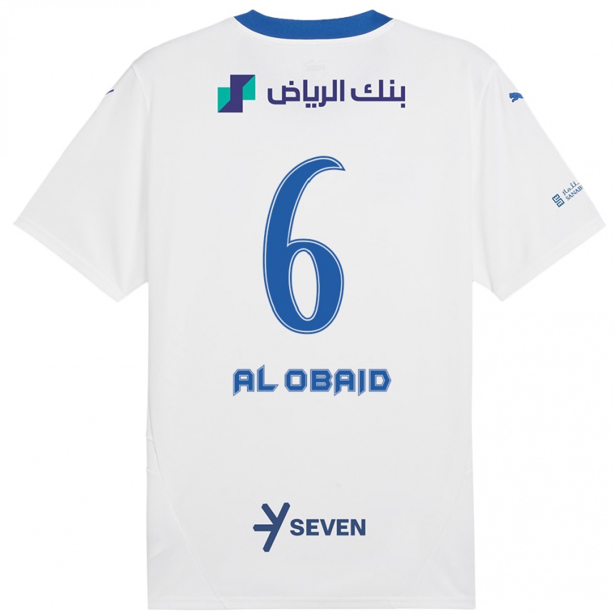 Gyermek Labdarúgás Lulu Al-Obaid #6 Fehér Kék Idegenbeli Jersey 2024/25 Mez Póló Ing