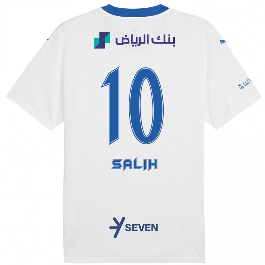 Gyermek Labdarúgás Zakia Salih #10 Fehér Kék Idegenbeli Jersey 2024/25 Mez Póló Ing